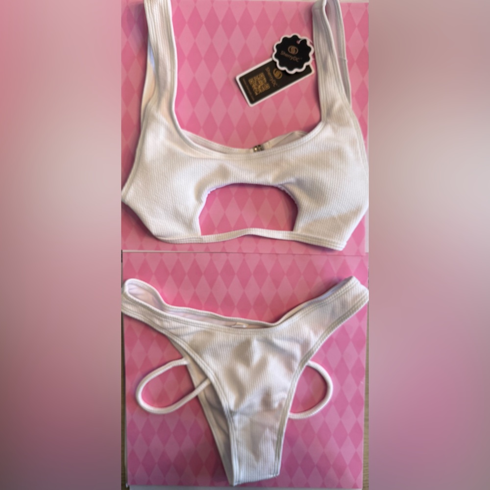 Sherry DC White Ribbed Bikini Set NWT